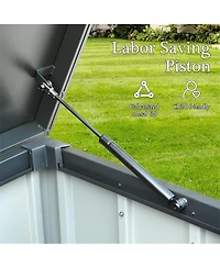 Clihome 100-Gallon Outdoor Storage Deck Box 100-Gallon Dark Gray Metal Deck Box