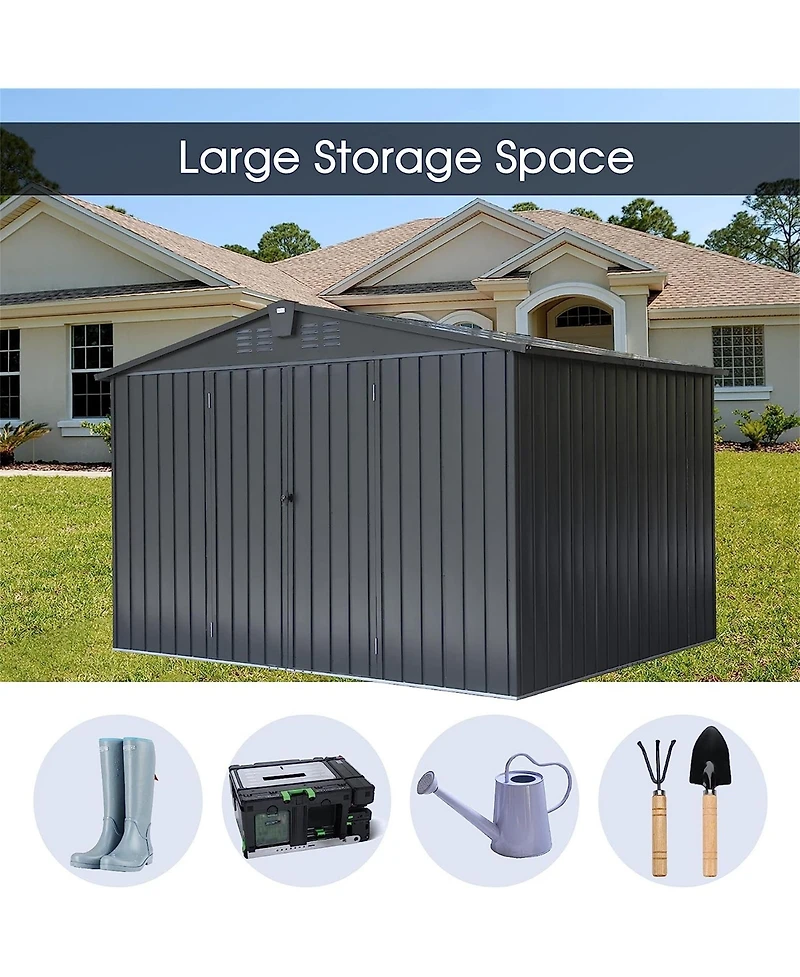 Clihome 8-ft x 10-ft Galvanized steel Storage Shed