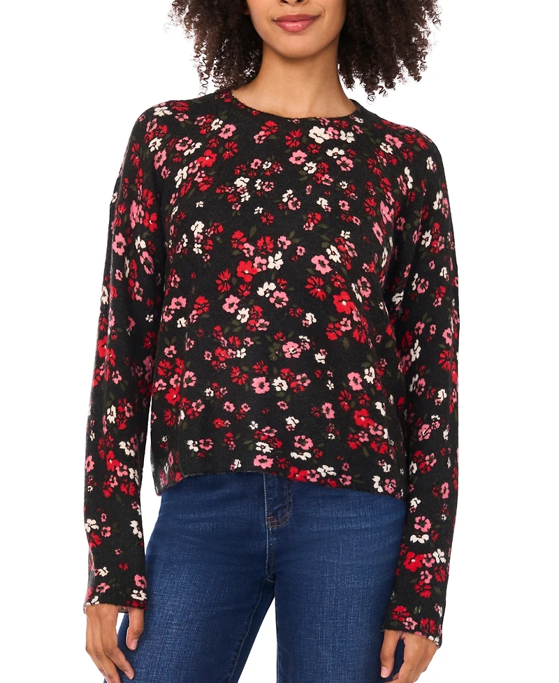 CeCe Women's Printed Crewneck Sweater