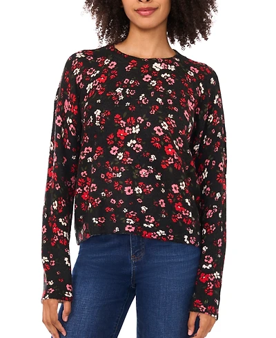 CeCe Women's Printed Crewneck Sweater