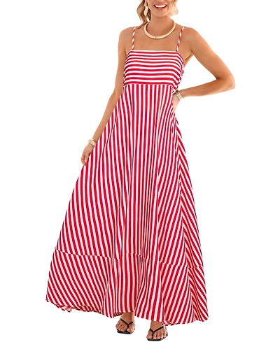 Cupshe Women's Subtle Lines Striped Maxi Beach Dress