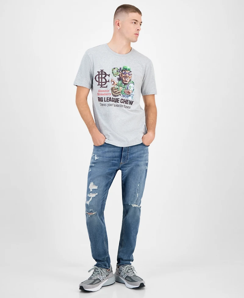 SmileyWorld Men's Big League Chew Slammin Strawberry Graphic Short-Sleeve T-Shirt