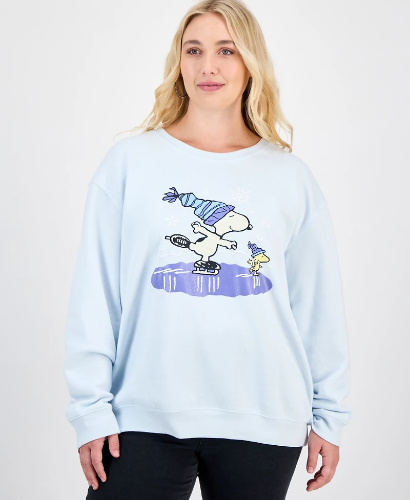 Love Tribe Trendy Plus Skating Snoopy Glitter Graphic Sweatshirt