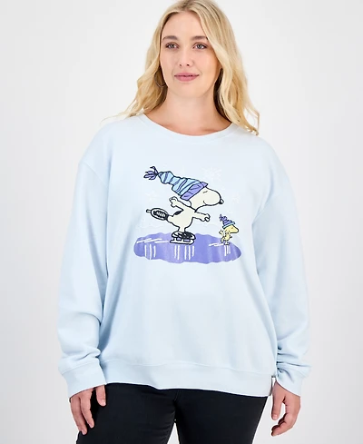 Love Tribe Trendy Plus Skating Snoopy Glitter Graphic Sweatshirt