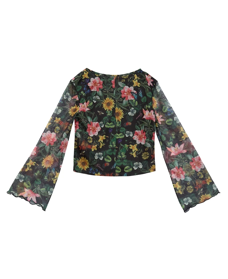 Guess Big Girls Printed Mesh Long Sleeve Top