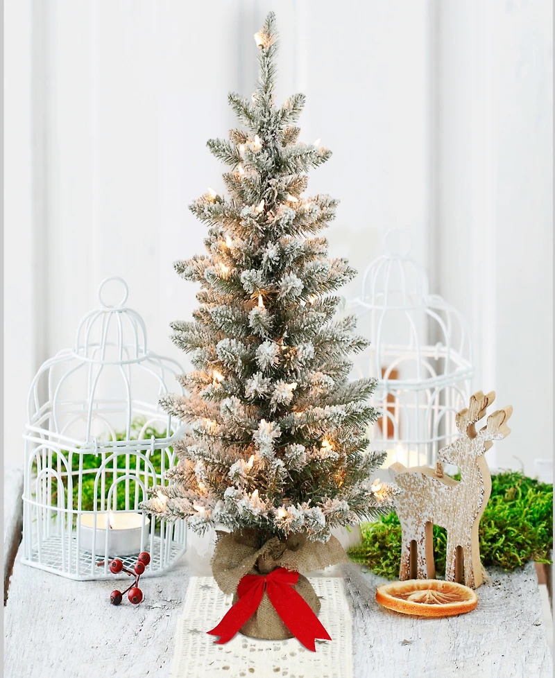 Puleo 3FT Pre-Lit Flocked Franklin Fir Artificial Christmas Tree