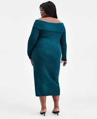 Bar Iii Trendy Plus Merlyn Off-The-Shoulder Dress, Macy's Exclusive