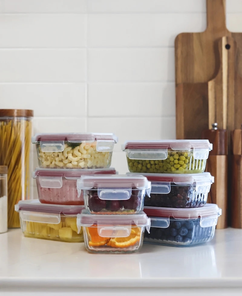 Sedona Kitchen 16-Pc. Fluted Glass Storage Set with Lid