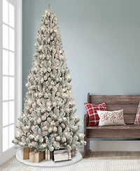 Puleo 6FT Pre-Lit Flocked Vancouver Pine Tree