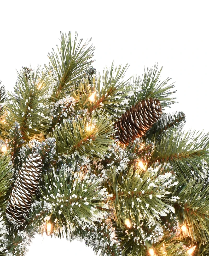 Puleo International 24 inch Prelit Premium Decorated wreath with 50 Clear Incandescent Lights