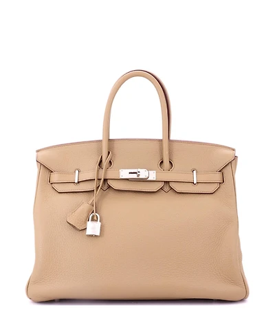 Pre-Owned Hermes Birkin Handbag Light Togo with Palladium Hardware