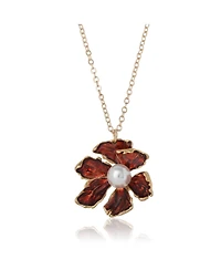 Bcbg Gold-Tone Floral Pendant Necklace with Pearl Detail