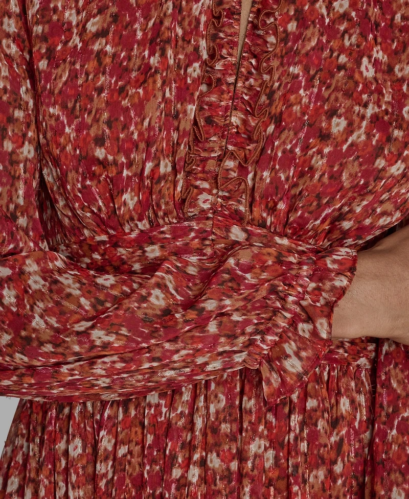 Bcbg Women's High Neck Keyhole Midi Dress