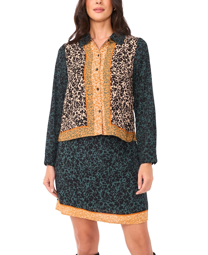 Vince Camuto Women's Cropped Collar Button Down Top