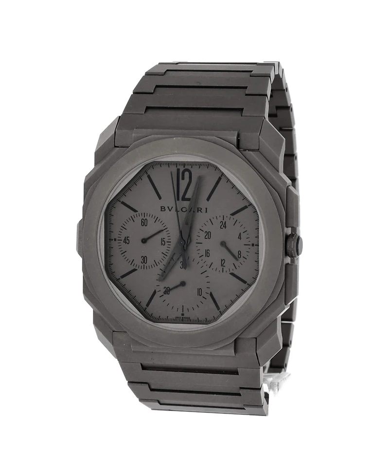 Pre-Owned Bvlgari Octo Finissimo Chronograph Gmt Automatic Watch in Titanium 42mm