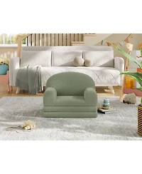 gaomon Kids Sofa Chair, 2-in-1 Convertible Toddler Couch Lounge, Comfy Fold Out Teddy Fleece Fabric Children's Bed
