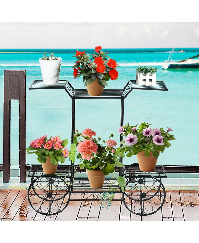 Gymax 6-Tier Garden Cart Stand Flower Rack Display Decor Flower Pot Plant Holder