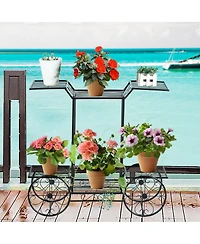 Gymax 6-Tier Garden Cart Stand Flower Rack Display Decor Flower Pot Plant Holder