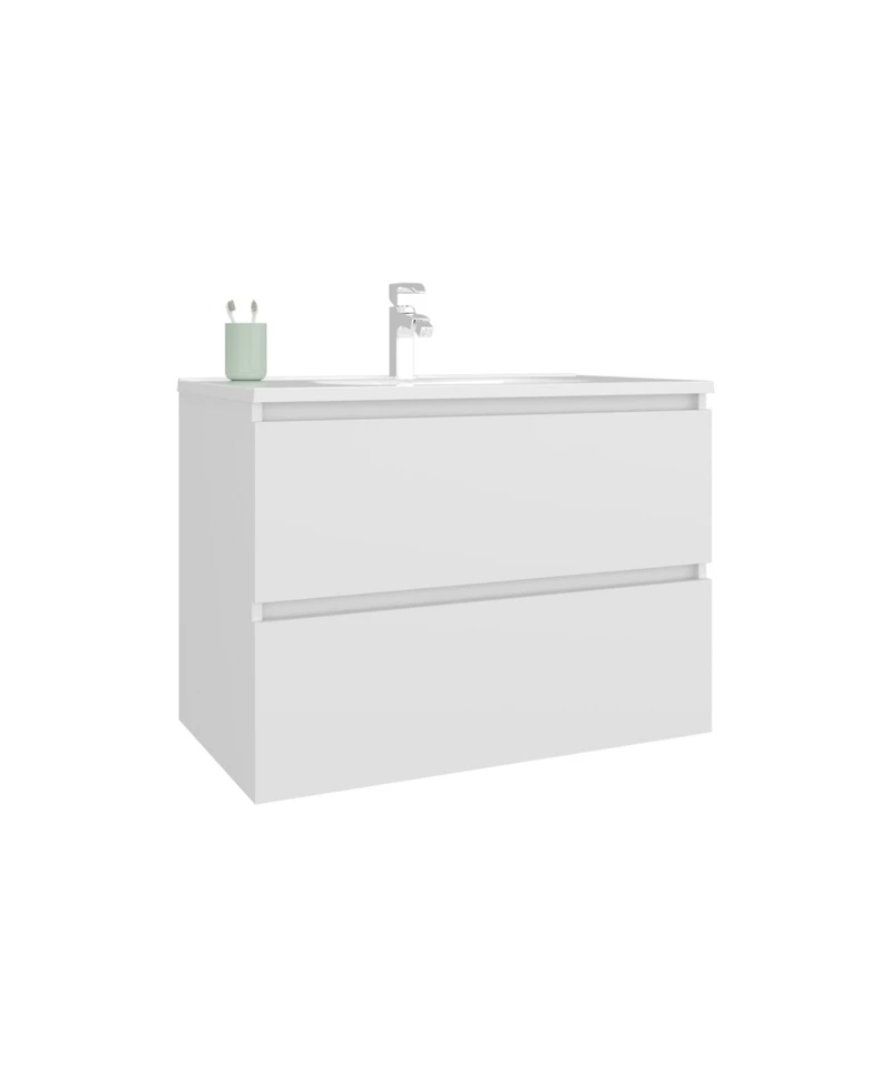 Depot E-Shop Depew Bathroom Vanity, 2 Drawers, White