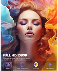 Elephas Portable 4K 1080P Supported Android Smart Mini Movie Projector, 270°Adjustable Stand Outdoor Home Star Projector ,WiFi and Bluetooth