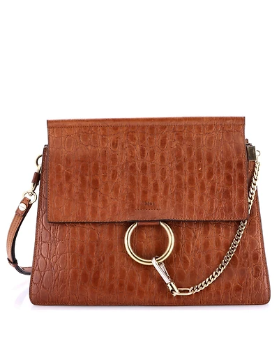 Pre-Owned Chloe Medium Faye Shoulder Bag Embossed Leather