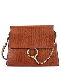 Pre-Owned Chloe Medium Faye Shoulder Bag Embossed Leather