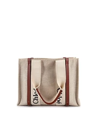 Pre-Owned Chloe Medium Woody Tote Canvas with Leather