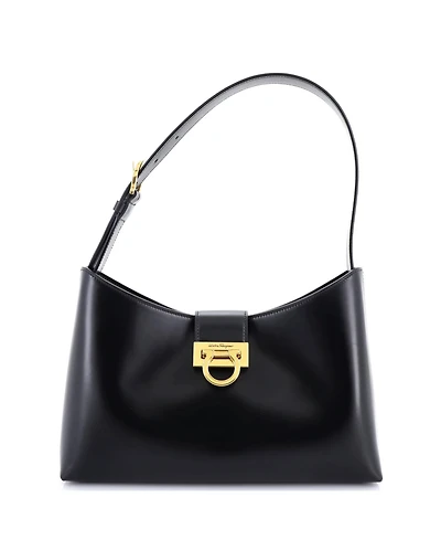 Pre-Owned Salvatore Ferragamo East West Trifolio Shoulder Bag Leather