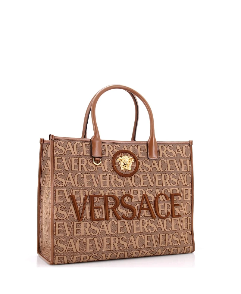 Pre-Owned Versace Large Allover Medusa Tote Printed Jacquard Canvas
