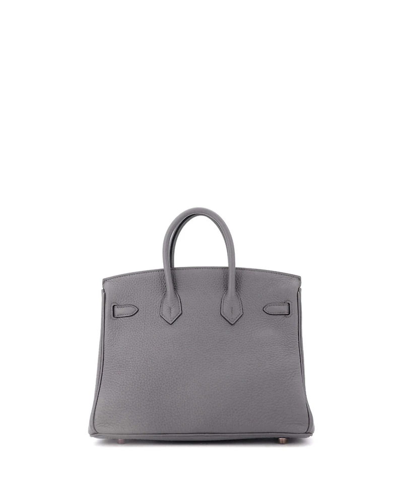 Pre-Owned Hermes Birkin 25 Handbag Grey Togo with Rose Gold Hardware