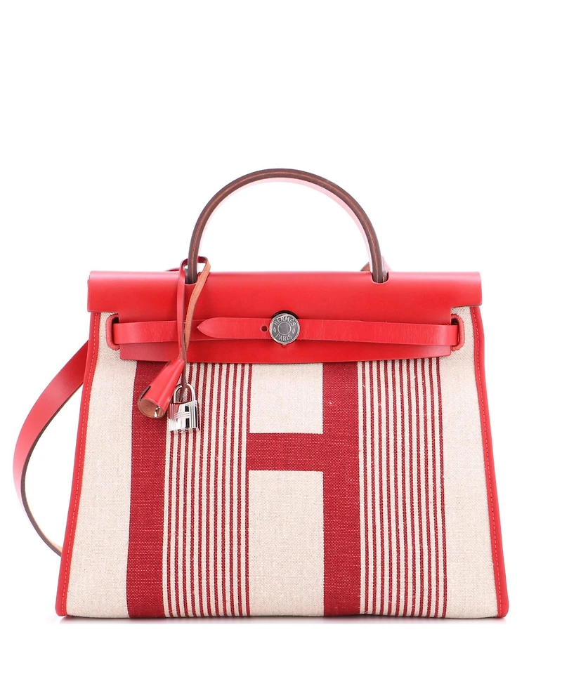 Pre-Owned Hermes 31 Herbag Zip H Vibration Toile and Leather
