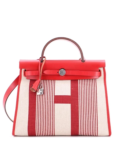Pre-Owned Hermes 31 Herbag Zip H Vibration Toile and Leather