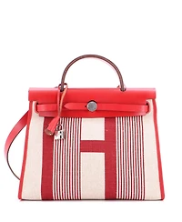 Pre-Owned Hermes 31 Herbag Zip H Vibration Toile and Leather