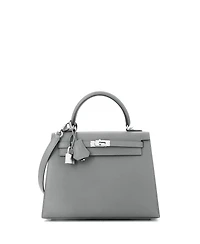 Pre-Owned Hermes Kelly 25 Handbag Grey Madame with Palladium Hardware