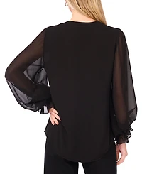 Vince Camuto Women's Split-Neck Long-Sleeve Top