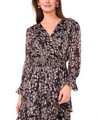 Vince Camuto Women's Long Sleeve V-Neck Midi Dress