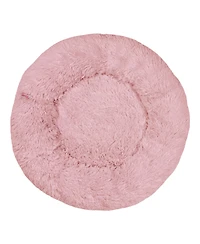 The Licker Store Maisie Bohemian Glam Faux Fur Round Fluffy Calming Donut Pet Bed with Washable Cover