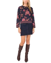 Vince Camuto Women's Floral Jacquard Crewneck Blouse