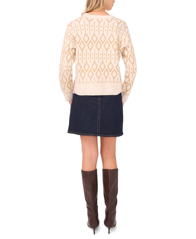 Vince Camuto Women's Jacquard Long Sleeve Sweater