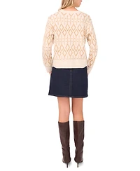 Vince Camuto Women's Jacquard Long Sleeve Sweater