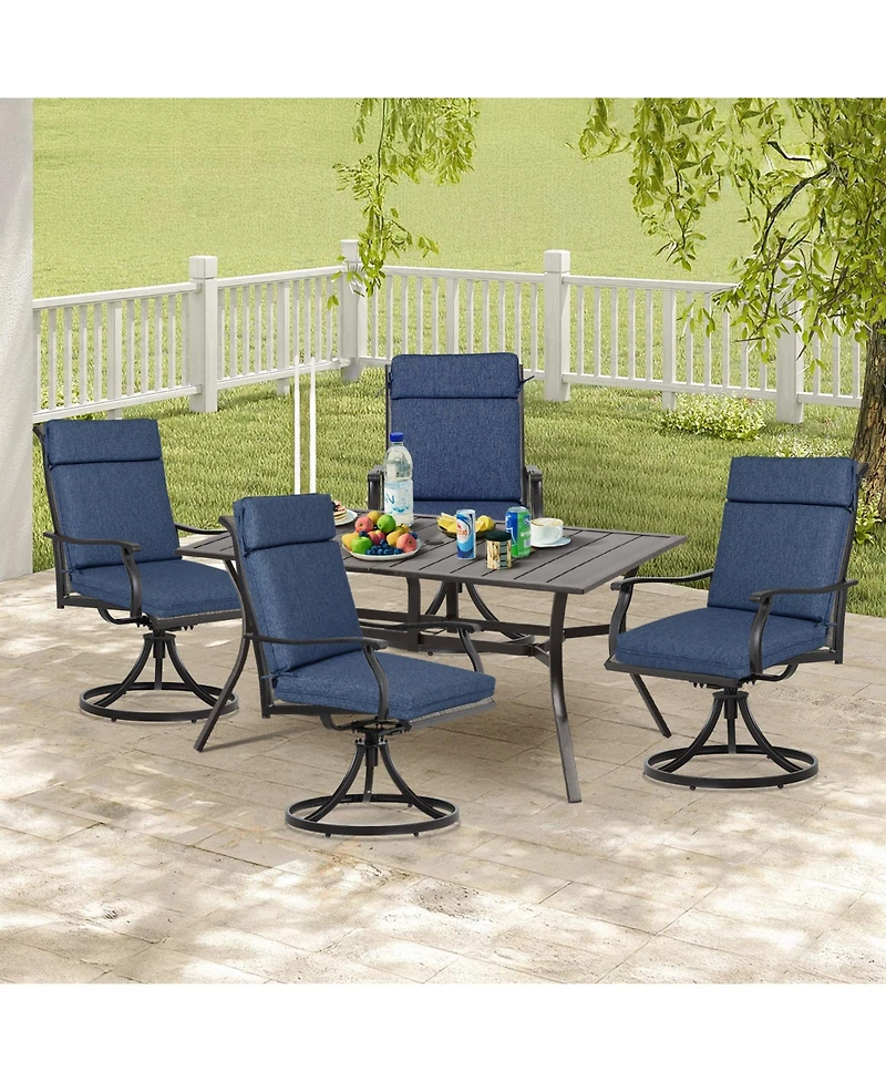 Aoodor Outdoor High Back Dining Chair Cushion with Ties and Zipper, 44"x21"x3.2