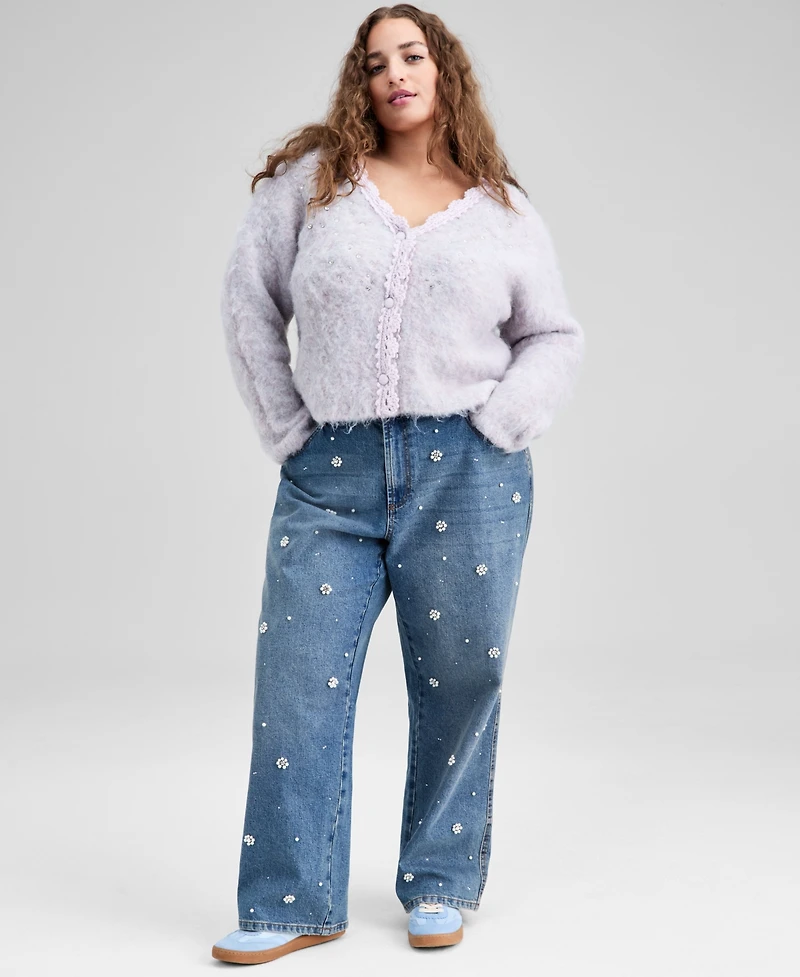 And Now This Trendy Plus Rhinestone Embellished Cardigan, Macy's Exclusive