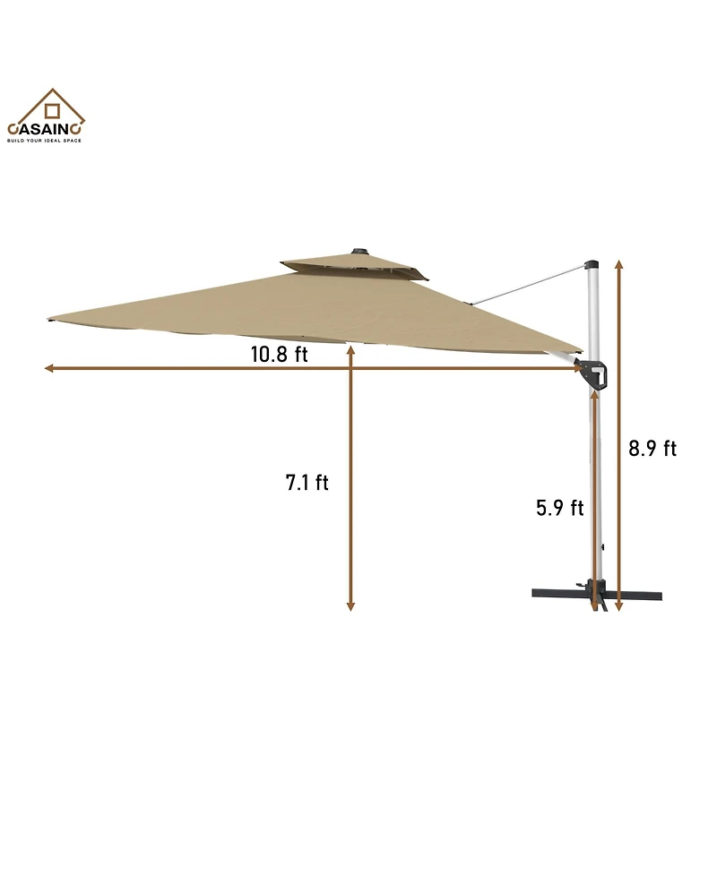 Casainc 11 Ft Square Double Top Patio Umbrella