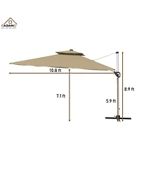 Casainc 11 Ft Square Double Top Patio Umbrella