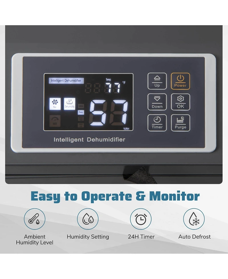 Costway 154 Pints Commercial Dehumidifier With Pump Drain Hoses For Basements Job Sites