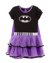 Justice League Warner Bros Costume Dress Leggings Cape and Headband 4 Piece Set