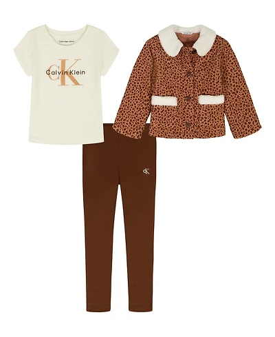 Calvin Klein Girls 4-6X 3-Piece Top, Jacket and Pants Set