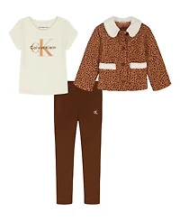 Calvin Klein Girls 4-6X 3-Piece Top, Jacket and Pants Set