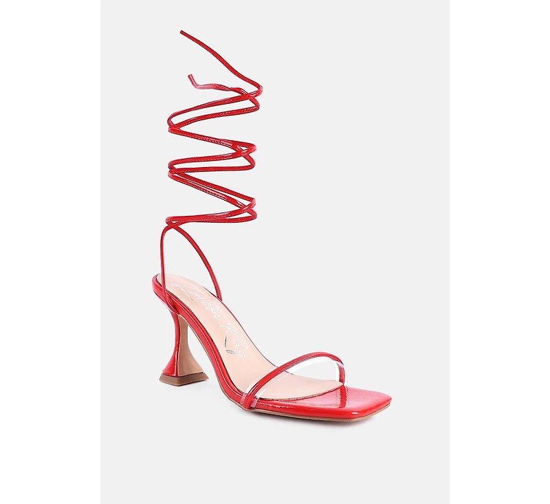 Womens Biten Berry Spool Heel Lace Up Sandals