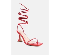 Womens Biten Berry Spool Heel Lace Up Sandals